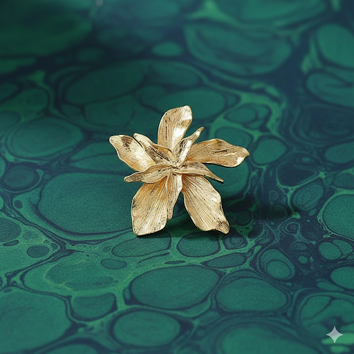 Boucles d’oreilles Fleur Royale Argent et Doré