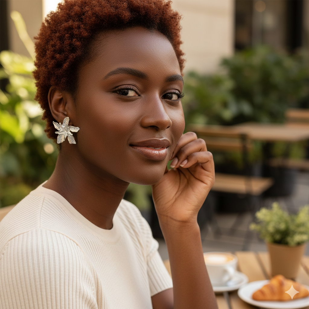 Boucles d’oreilles Fleur Royale Argent et Doré