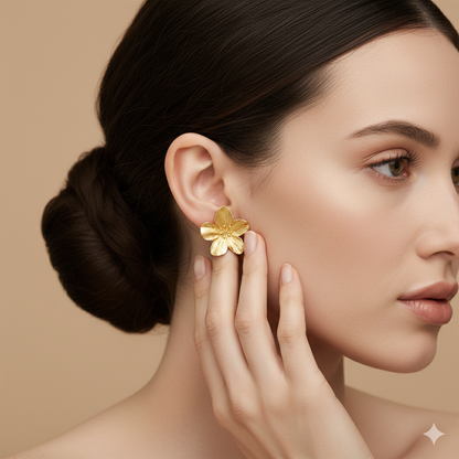 Boucles d’oreilles Fleur Élégante Argent et Doré