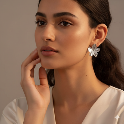 Boucles d’oreilles Fleur Élégante Argent et Doré