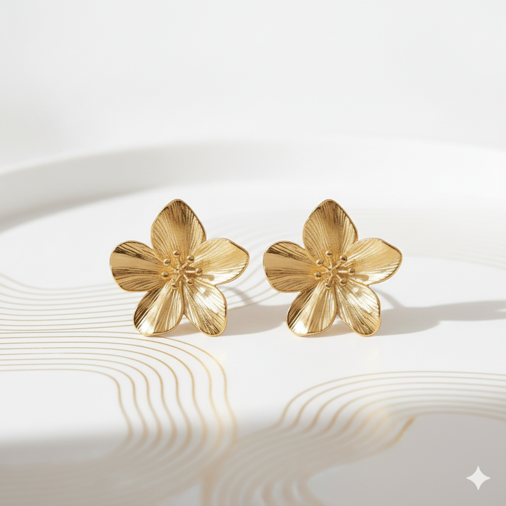 Boucles d’oreilles Fleur Élégante Argent et Doré