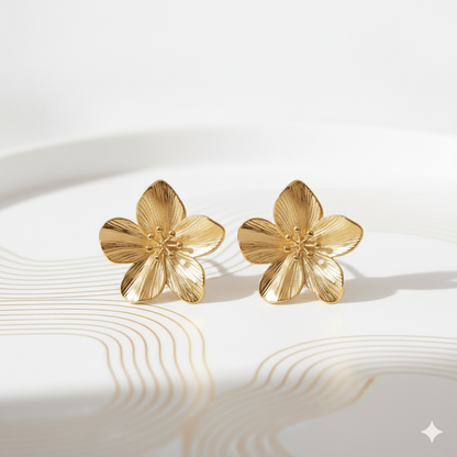 Boucles d’oreilles Fleur Élégante Argent et Doré