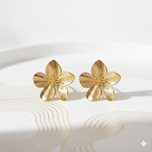 Boucles d’oreilles Fleur Élégante Argent et Doré