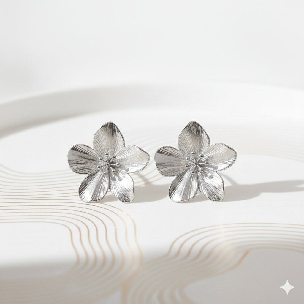 Boucles d’oreilles Fleur Élégante Argent et Doré