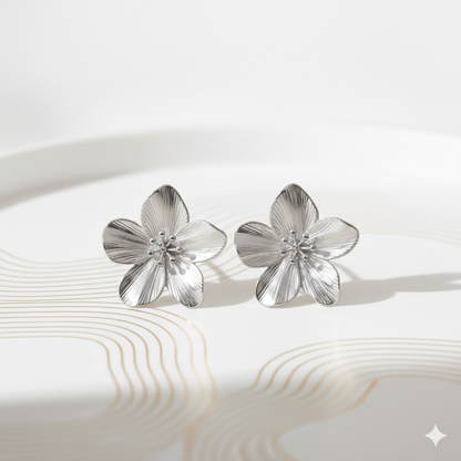 Boucles d’oreilles Fleur Élégante Argent et Doré