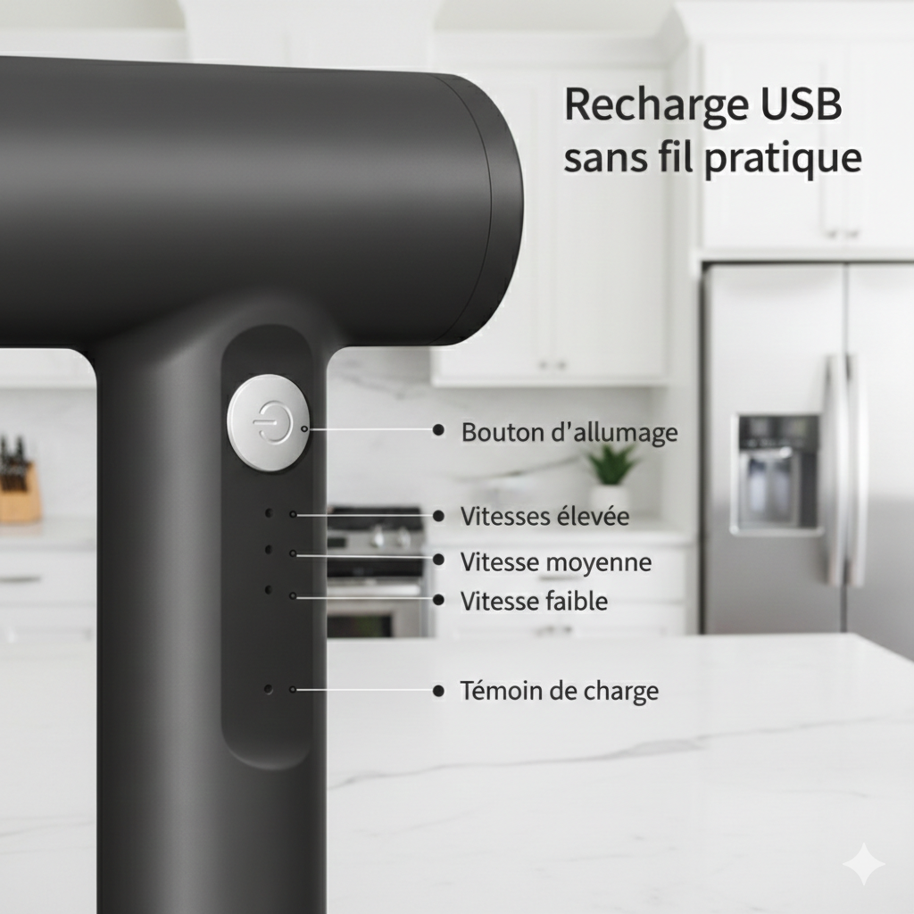 Mixeur à Main Sans Fil 3 Vitesses