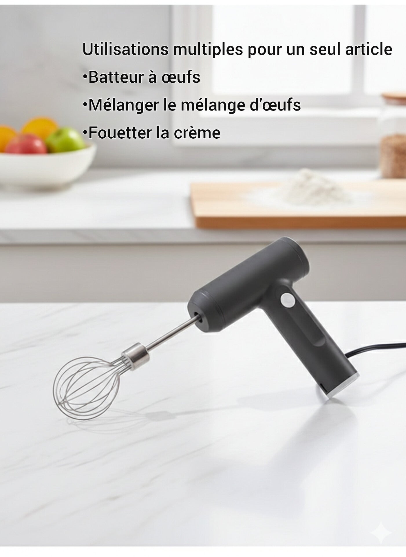 Mixeur à Main Sans Fil 3 Vitesses